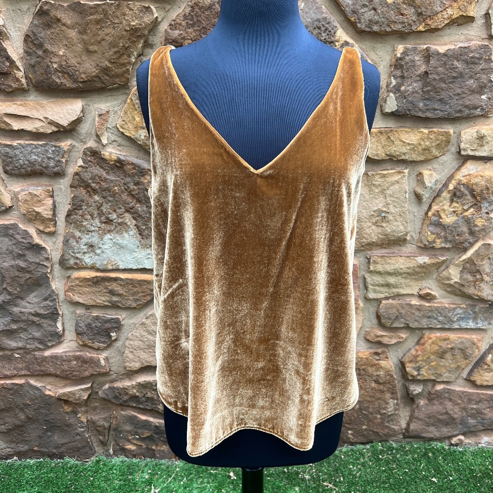 LOFT Gold Velvet Sleeveless Top - Size M
